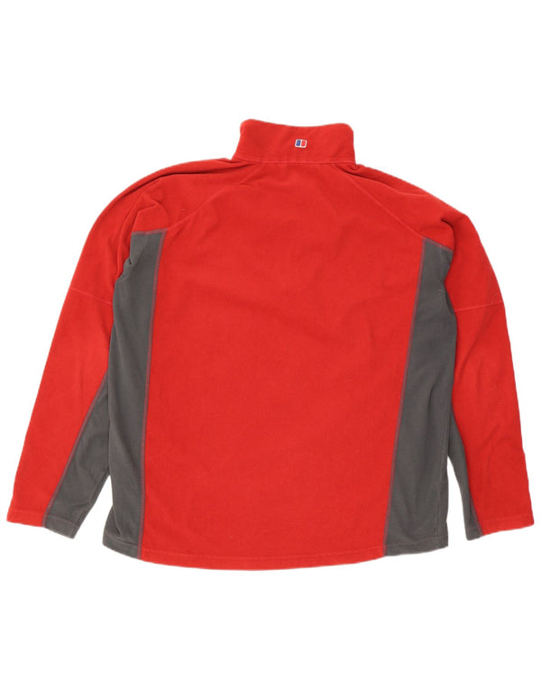 Berghaus Mens Zip Neck Fleece Jumper XL Red Colourblock Polyester