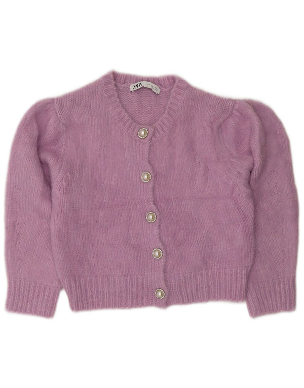 ZARA Γυναικείο πουλόβερ 3/4 μανίκι Crop Cardigan UK 10 Small Purple Polyamide