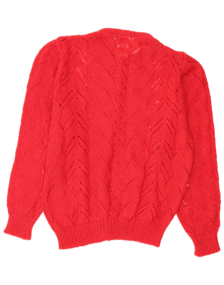 Vintage γυναικείο πουλόβερ See Through Oversized Cardigan UK 14 Medium Red