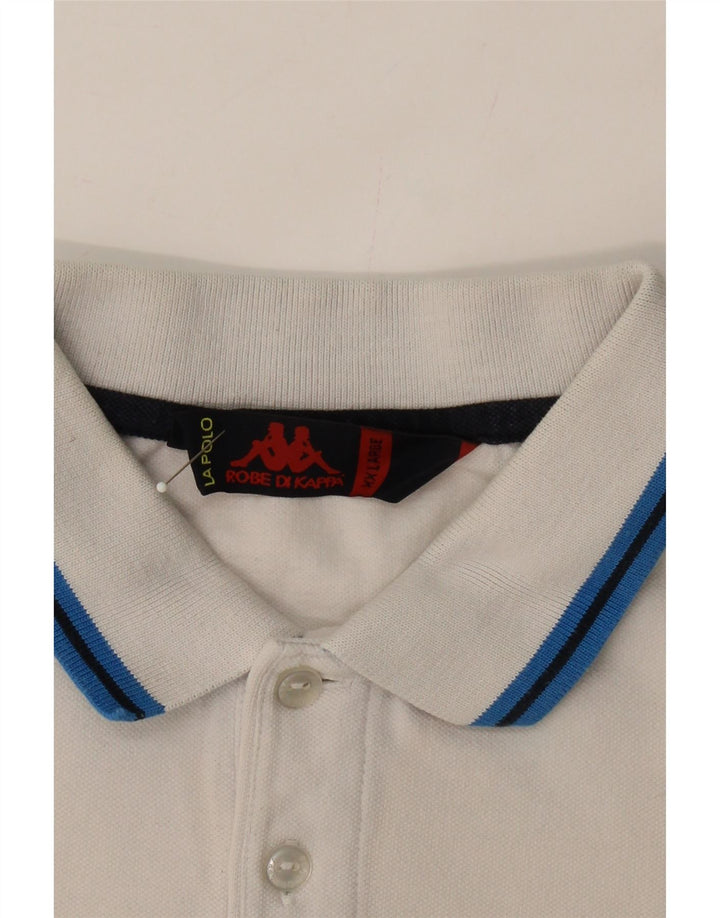 KAPPA Mens Polo Shirt 2XL White Cotton Vintage Kappa and Second-Hand Kappa from Messina Hembry 