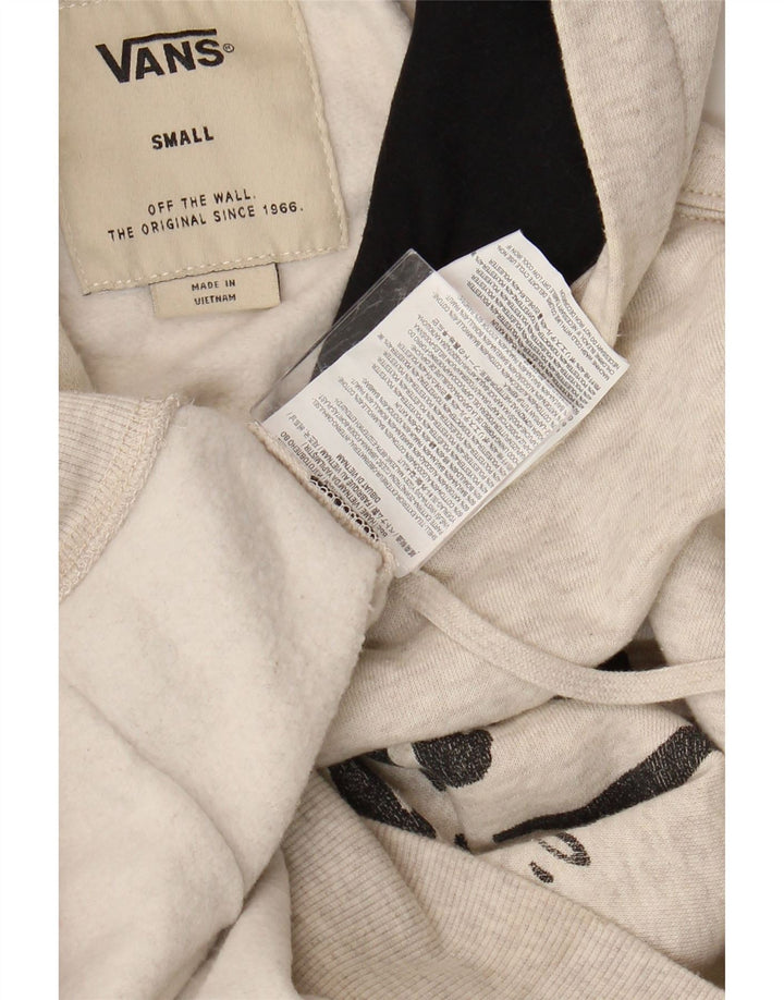 VANS Mens Graphic Hoodie Jumper Small Beige Cotton