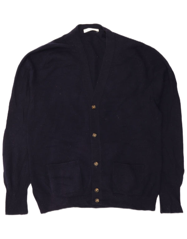 Ανδρικό πουλόβερ ζακέτα Marks & Spencer IT 52/54 Large Navy Blue Lambswool