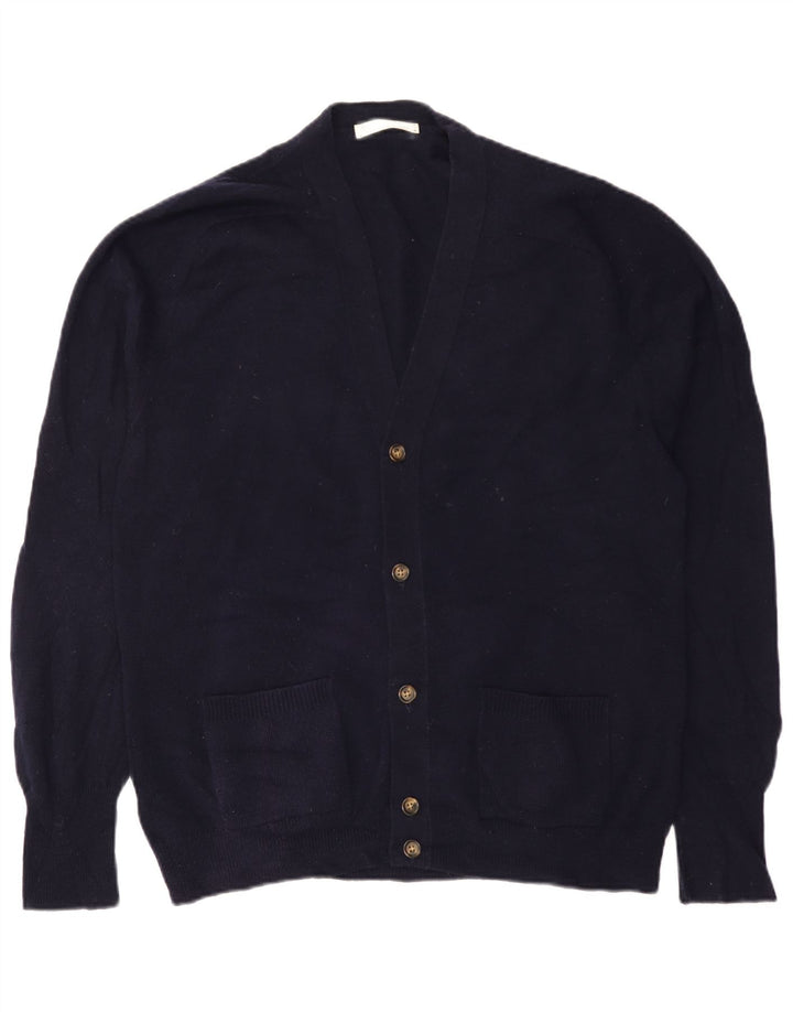 Ανδρικό πουλόβερ ζακέτα Marks & Spencer IT 52/54 Large Navy Blue Lambswool