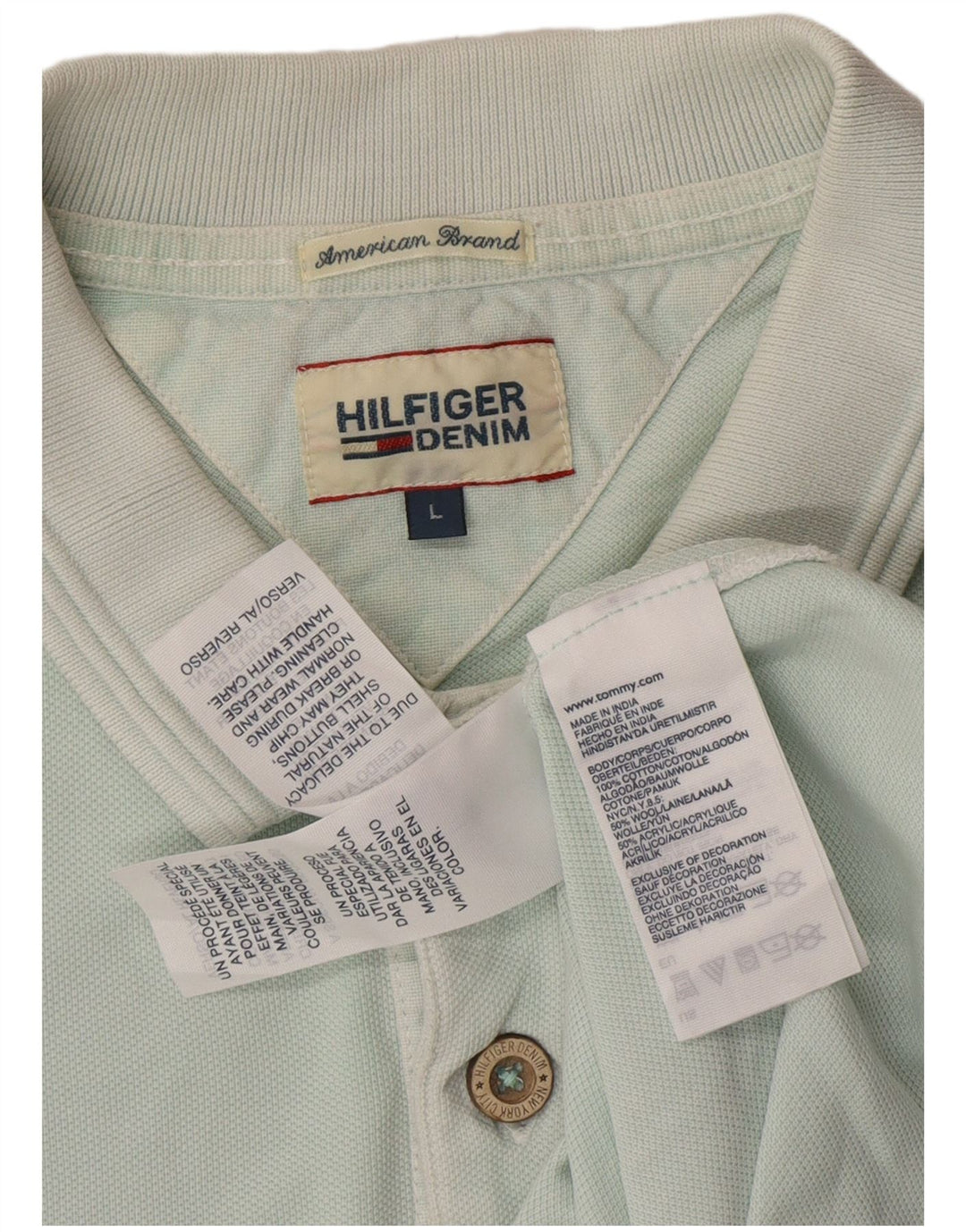 TOMMY HILFIGER Ανδρικό γραφικό πόλο μπλουζάκι μεγάλο μπλε βαμβακερό