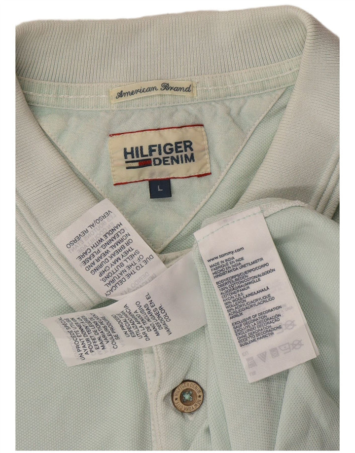 TOMMY HILFIGER Ανδρικό γραφικό πόλο μπλουζάκι μεγάλο μπλε βαμβακερό