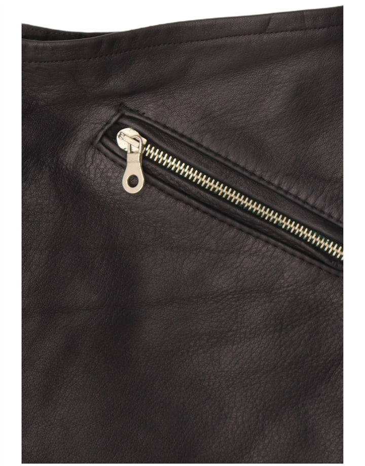 Vintage Γυναικεία Μίνι Δερμάτινη Φούστα W28 Μεσαία Μαύρη