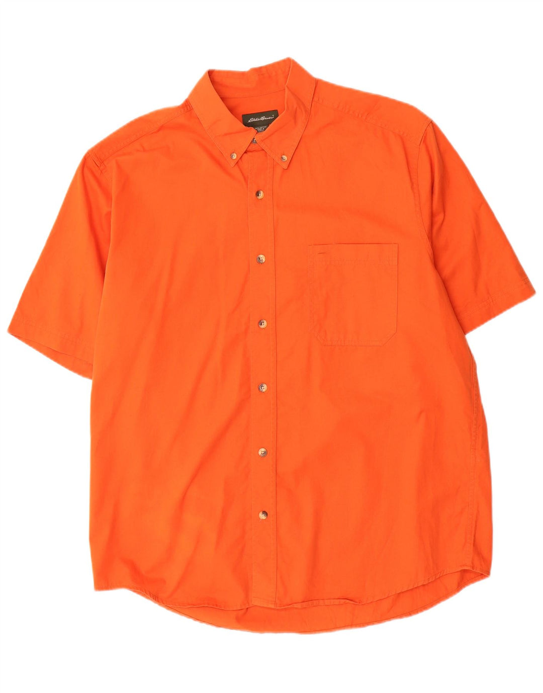 EDDIE BAUER Mens Short Sleeve Shirt Large Orange Cotton