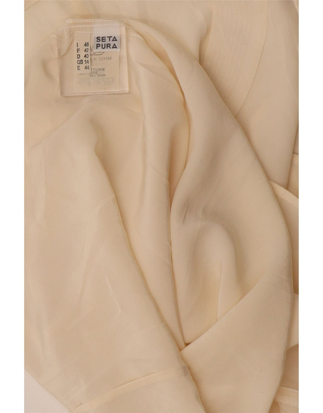 Vintage Γυναικεία Crop Αμάνικη Μπλούζα UK 14 Large Off White Silk