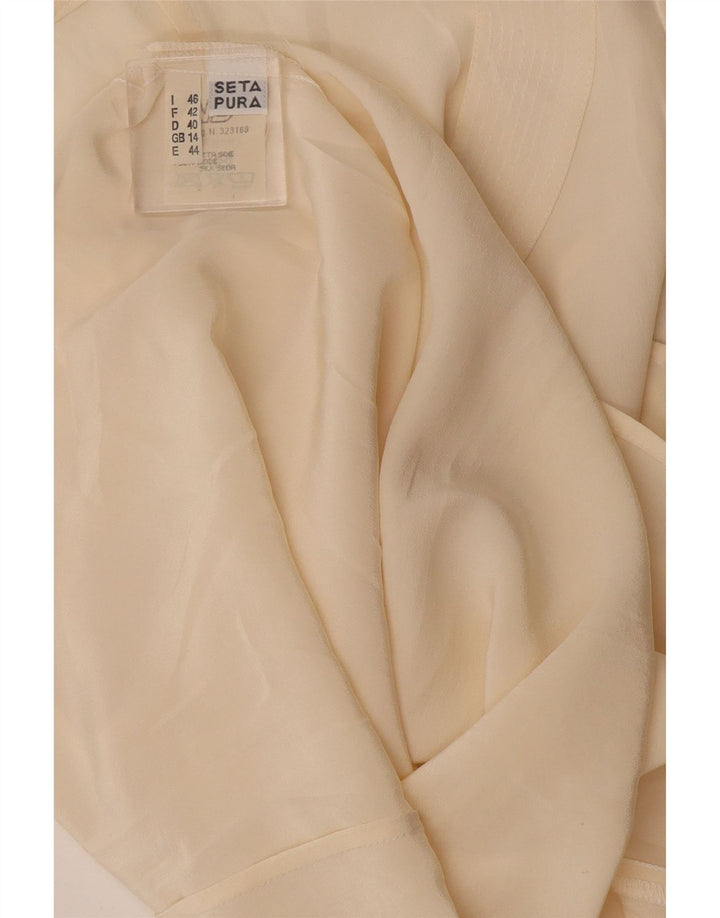 Vintage Γυναικεία Crop Αμάνικη Μπλούζα UK 14 Large Off White Silk