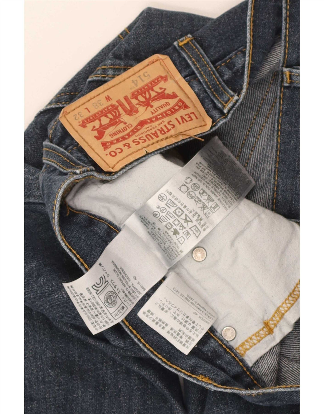 Levi's Mens 514 Straight Jeans W38 L32 Μπλε Βαμβακερό