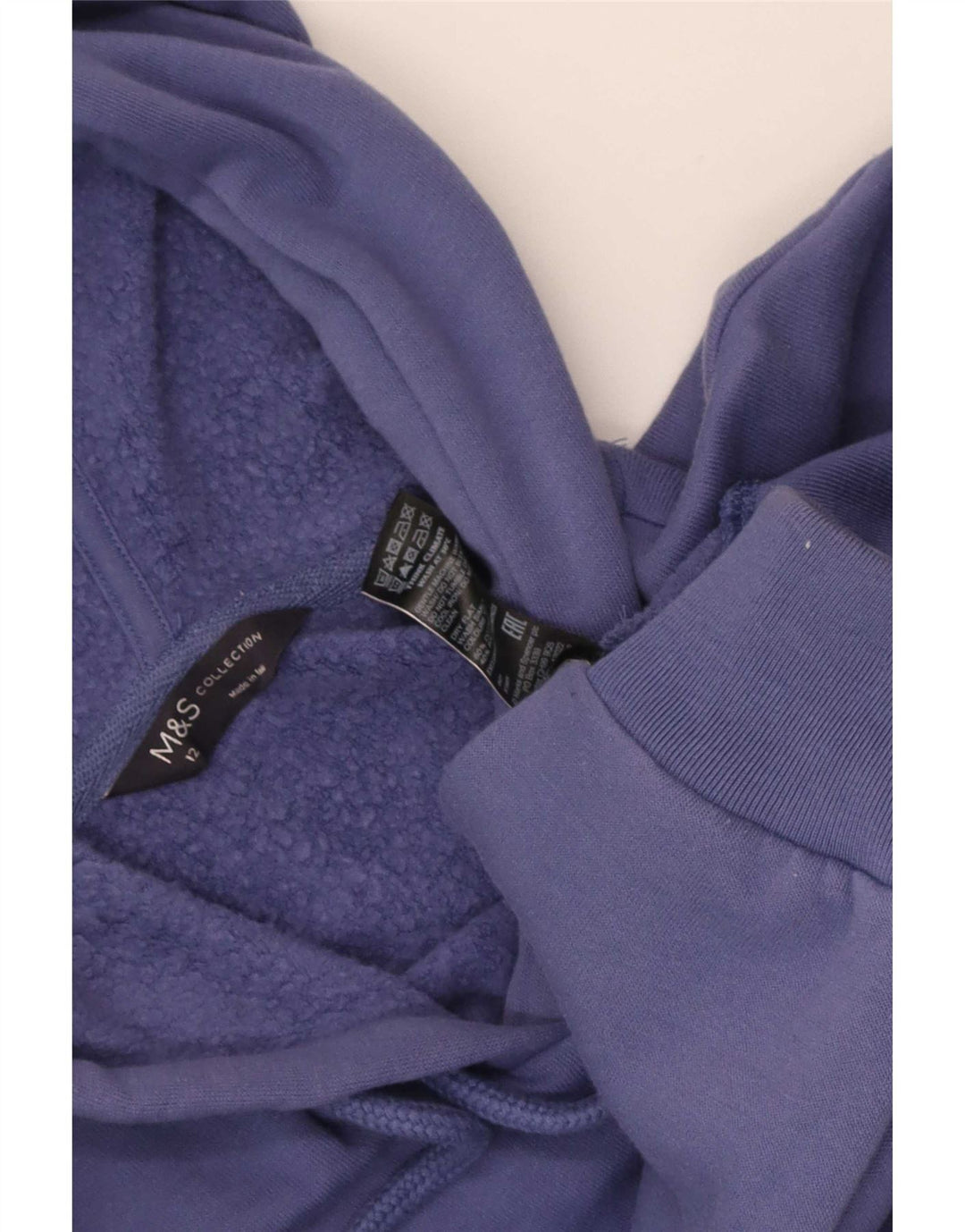 Marks & Spencer Γυναικεία Hoodie Jumper UK 12 Medium Blue Cotton