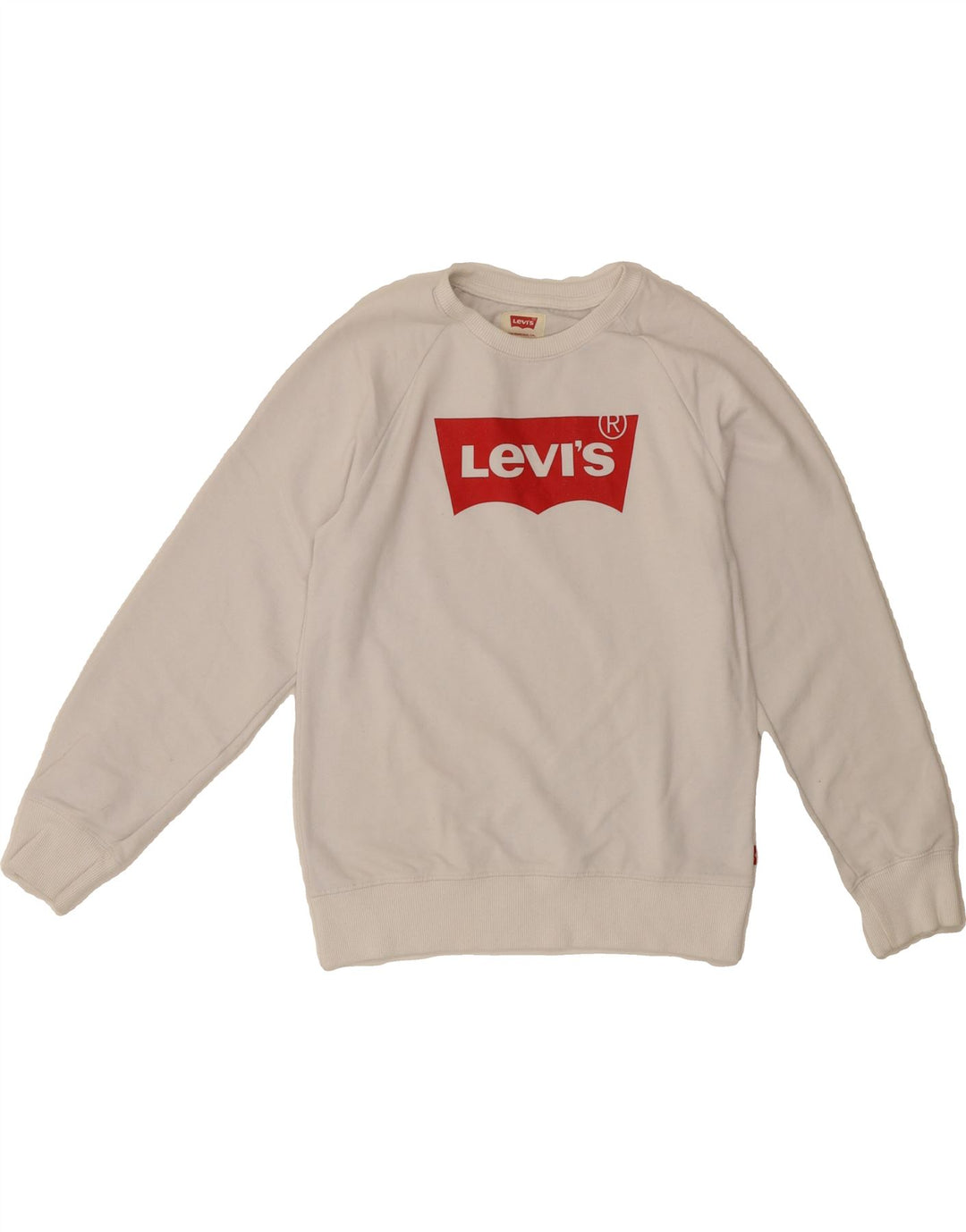 LEVI'S Boys Graphic Sweatshirt Jumper 11-12 Years White Cotton Vintage Levi's and Second-Hand Levi's from Messina Hembry 