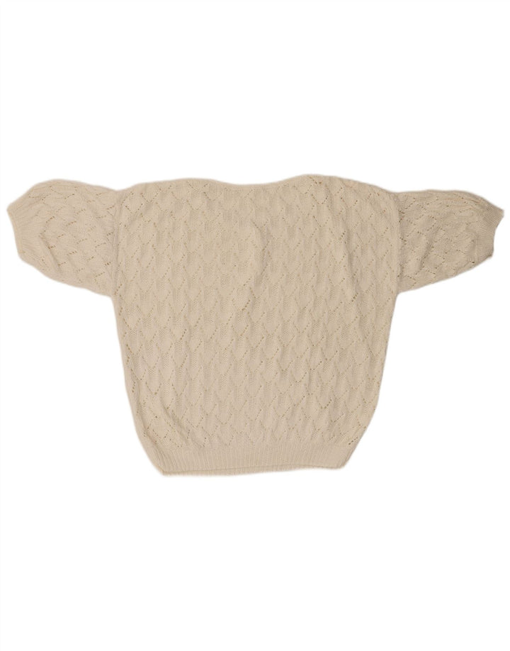 VINTAGE Γυναικείο πουλόβερ με λαιμόκοψη μεγάλου μεγέθους UK 18 XL Λευκό