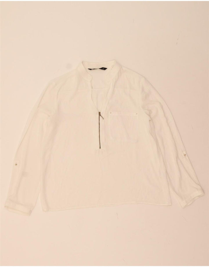 ZARA Womens Long Sleeve Blouse Top UK 14 Medium White Polyester Vintage Zara and Second-Hand Zara from Messina Hembry 