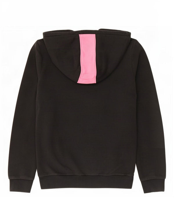 Puma Girls Graphic Hoodie Jumper 13-14 Years Black Colourblock Cotton