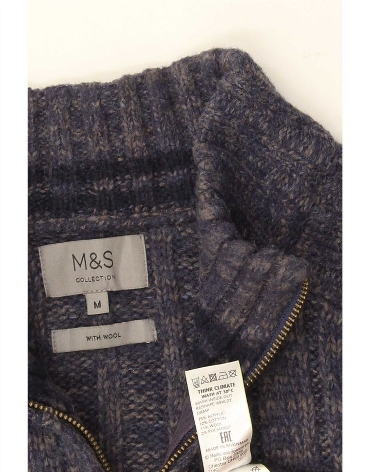 Ανδρικό πουλόβερ Marks & Spencer με φερμουάρ με φερμουάρ σε μεσαίο μπλε μπλέ