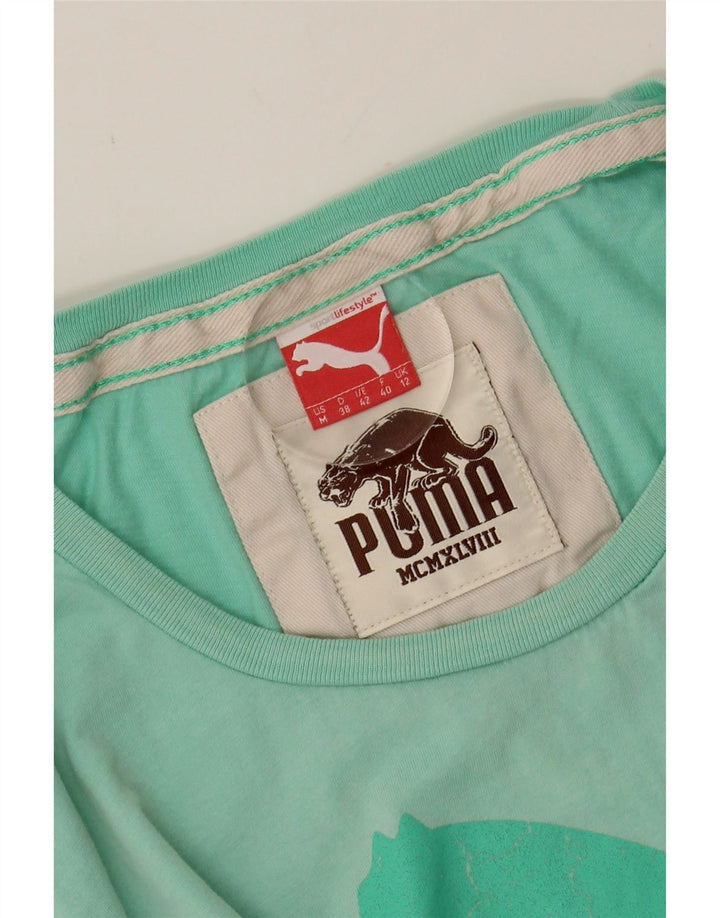 PUMA Womens Graphic T-Shirt Top UK 12 Medium Green Vintage Puma and Second-Hand Puma from Messina Hembry 
