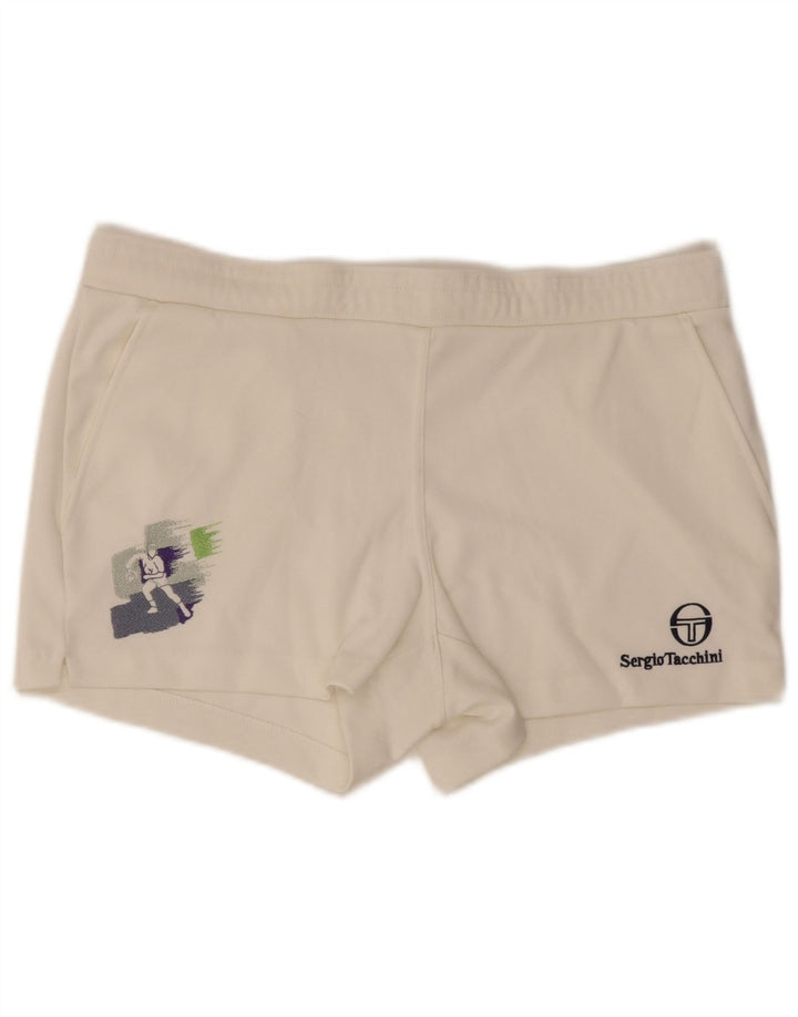 Ανδρικό γραφικό αθλητικό σορτς Sergio Tacchini μεσαίο λευκό πολυεστέρα EU 48