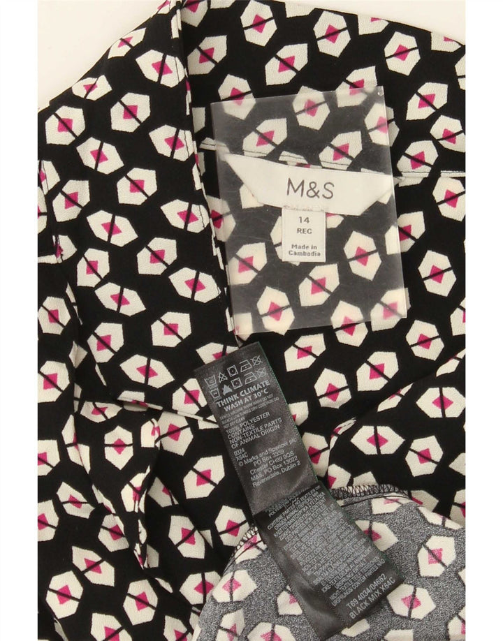 Marks & Spencer Γυναικείο φόρεμα UK 14 Large μαύρο γεωμετρικό πολυεστέρα