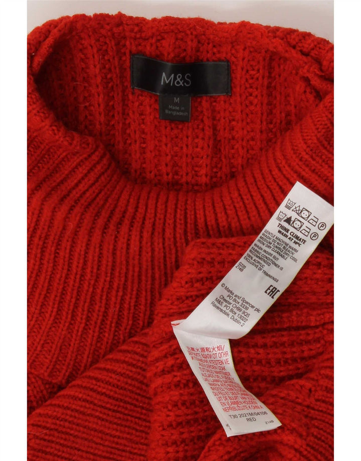 Marks & Spencer Γυναικείο πουλόβερ με ρολό λαιμόκοψη UK 14 Μεσαίο κόκκινο ακρυλικό