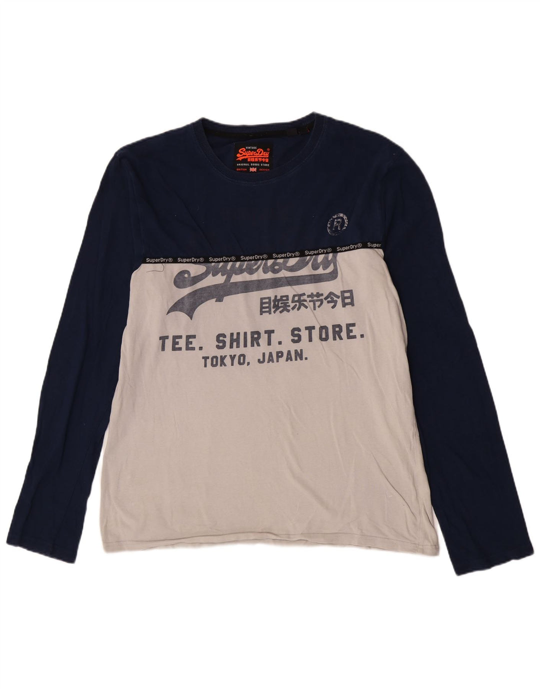 Superdry Ανδρικό Extra Slim γραφικό μακρυμάνικο μπλουζάκι 2XL μπλε