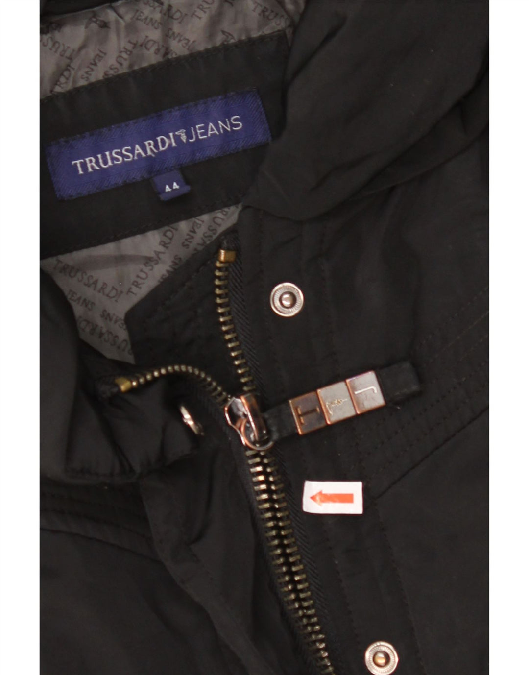 TRUSSARDI JEANS Γυναικείο παλτό αντιανεμικό IT 44 Μεσαίο μαύρο πολυεστέρα