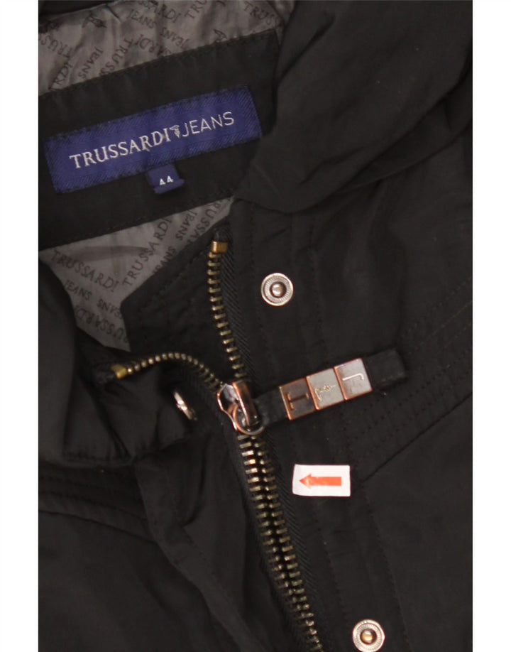 TRUSSARDI JEANS Γυναικείο παλτό αντιανεμικό IT 44 Μεσαίο μαύρο πολυεστέρα
