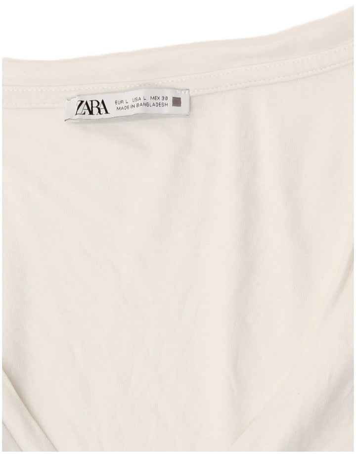 Zara Γυναικείο T-Shirt Top UK 16 Large White
