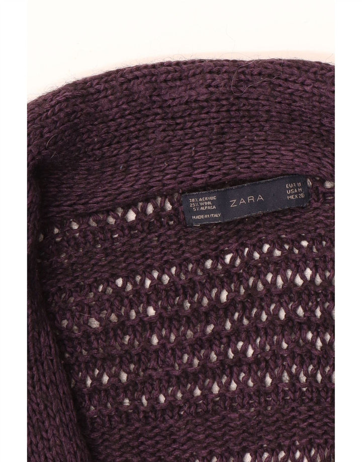 Zara Γυναικείο πουλόβερ ζακέτα UK 14 Medium Purple Acrylic