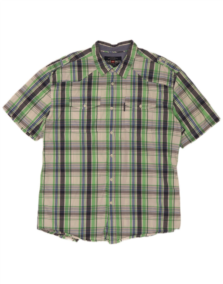 Ανδρικό κοντομάνικο πουκάμισο Ecko Unlimited 2XL Green Check Cotton