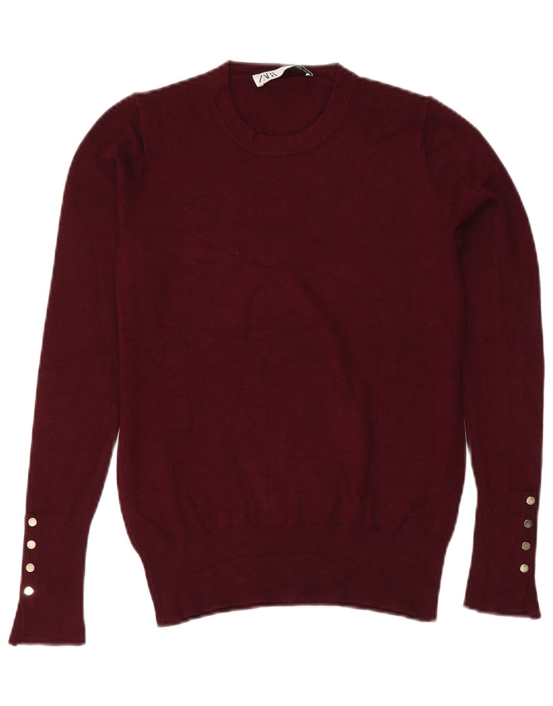 Zara Γυναικείο πουλόβερ με λαιμόκοψη UK 12 Medium Burgundy
