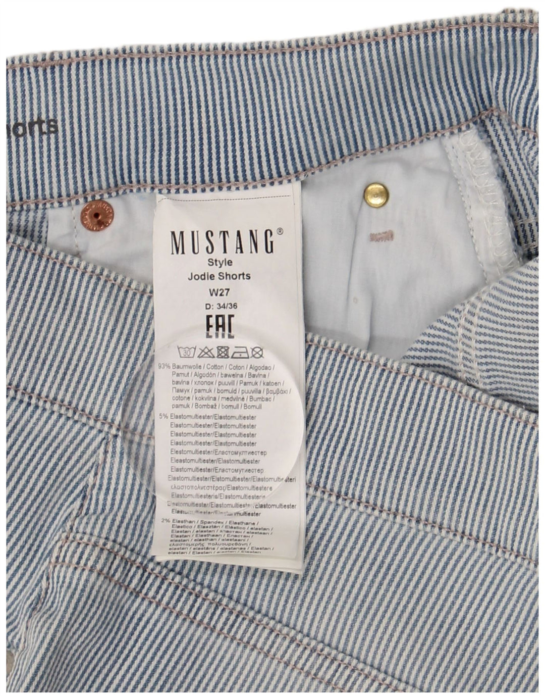 Γυναικείο Casual σορτς Mustang W27 Μικρό Βαμβακερό Μπλε Ριγκ
