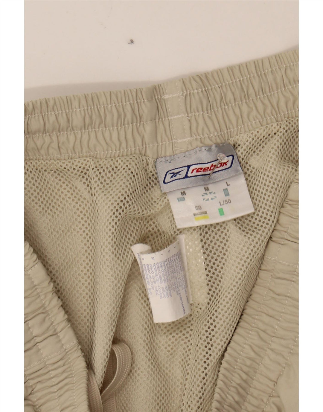 REEBOK Mens Tracksuit Trousers Medium  Beige Polyester Vintage Reebok and Second-Hand Reebok from Messina Hembry 