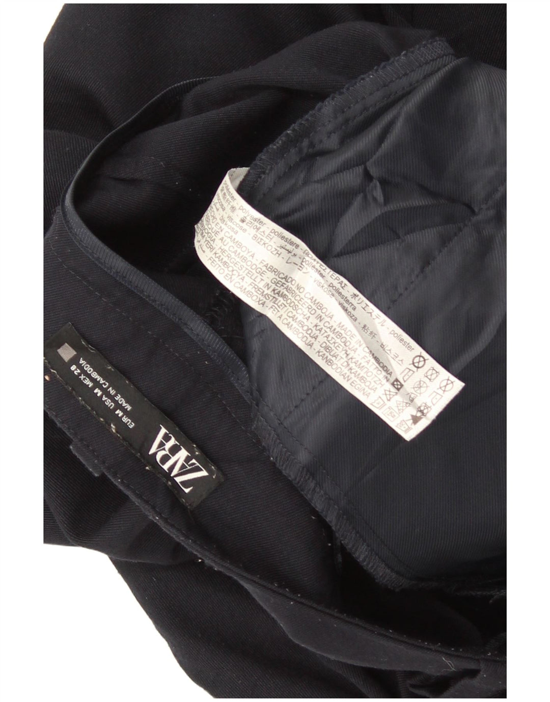 Zara Γυναικείο Straight Cropped Παντελόνι Medium W28 L25 Navy Blue Polyester