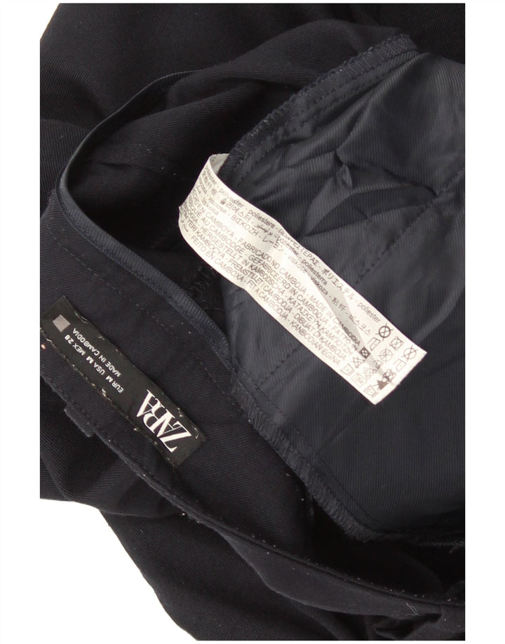Zara Γυναικείο Straight Cropped Παντελόνι Medium W28 L25 Navy Blue Polyester
