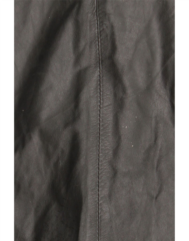 Vintage Γυναικείο Δερμάτινο Παλτό με Κουκούλα IT 44 Medium Black Leather