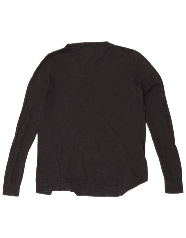 Massimo Dutti Γυναικείο πουλόβερ με λαιμόκοψη UK 14 μεσαίο μαύρο βαμβακερό