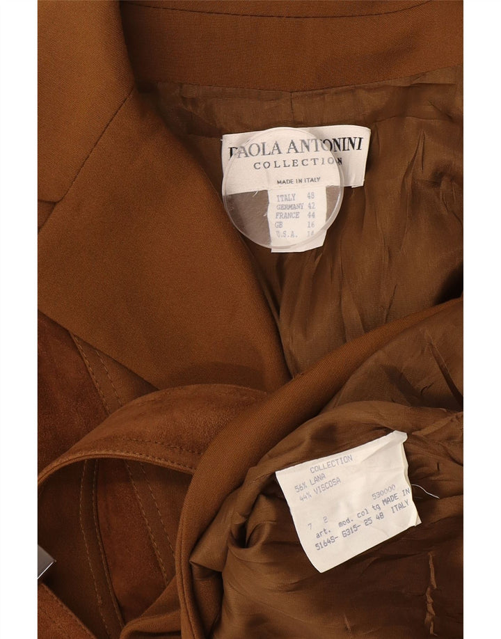 Paola Antonini Γυναικείο σακάκι UK 16 μεγάλο καφέ μαλλί