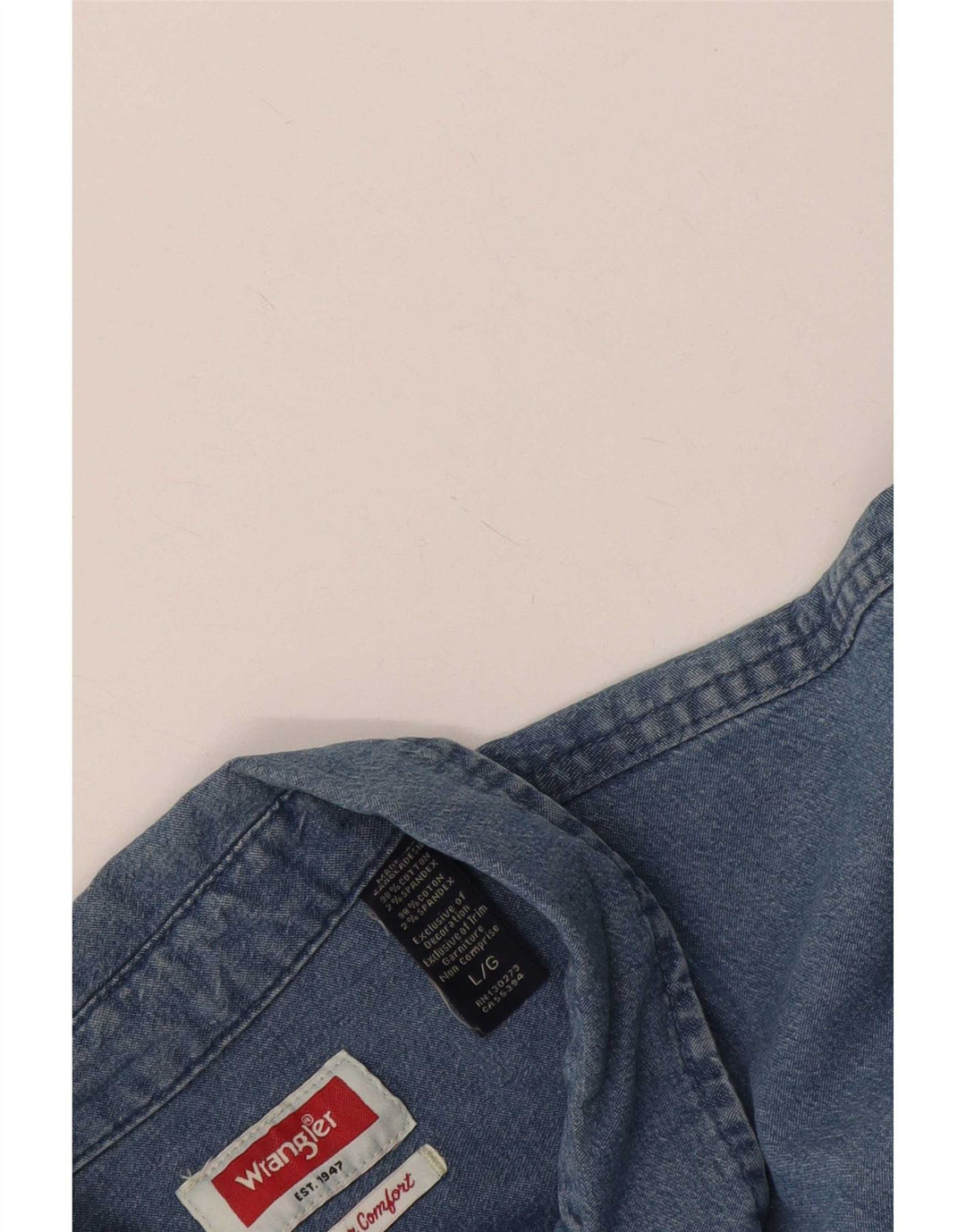 Ανδρικό κοντομάνικο τζιν πουκάμισο Wrangler μεγάλο μπλε βαμβακερό