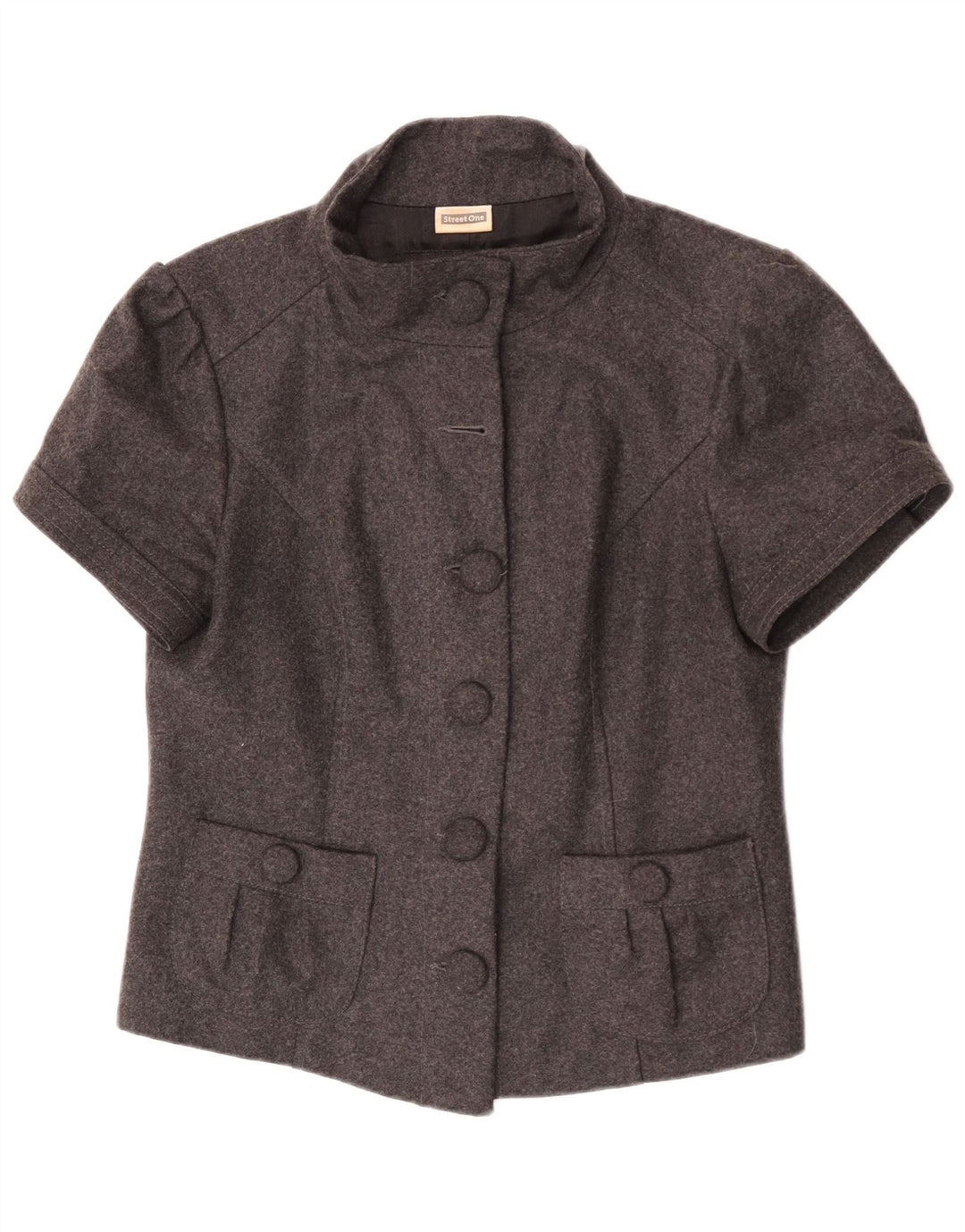 Street One γυναικείο κοντομάνικο σακάκι UK 14 Large Grey Wool