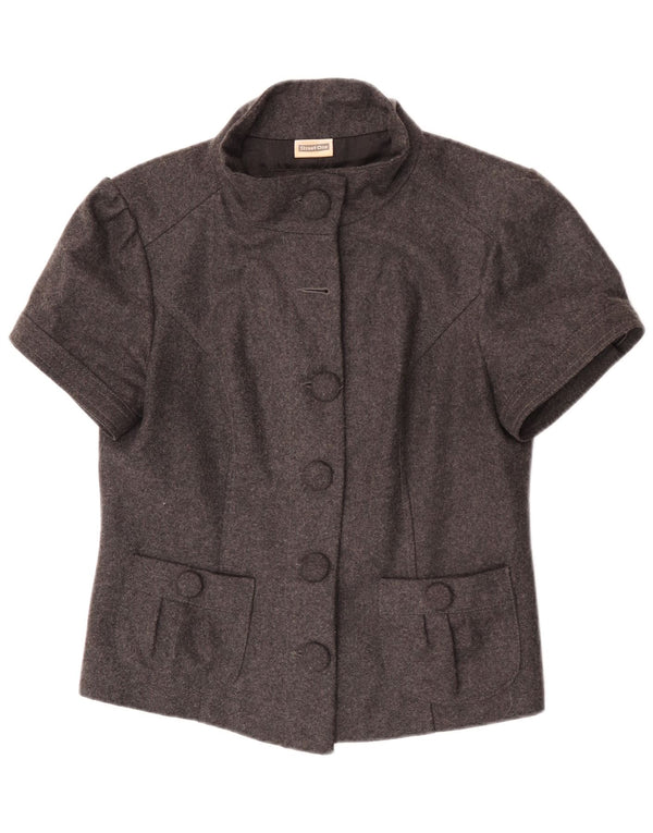 Street One γυναικείο κοντομάνικο σακάκι UK 14 Large Grey Wool