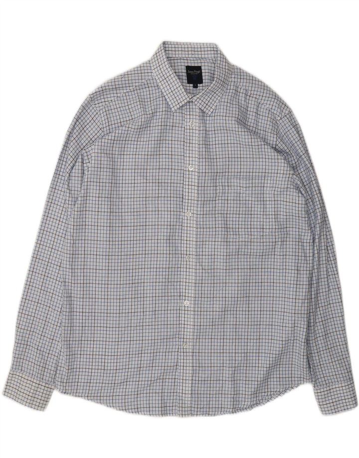 JAMES PRINGLE Mens Flannel Shirt Large Blue Check Polyester Vintage James Pringle and Second-Hand James Pringle from Messina Hembry 
