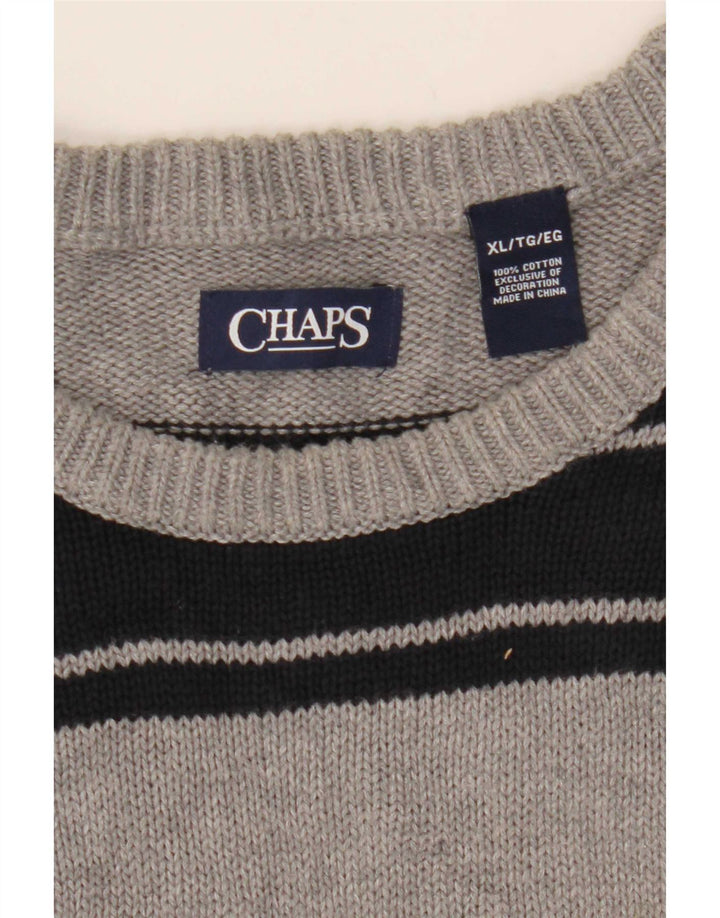 Ανδρικό πουλόβερ Chaps Crew Neck Jumper XL Γκρι βαμβακερό ριγέ