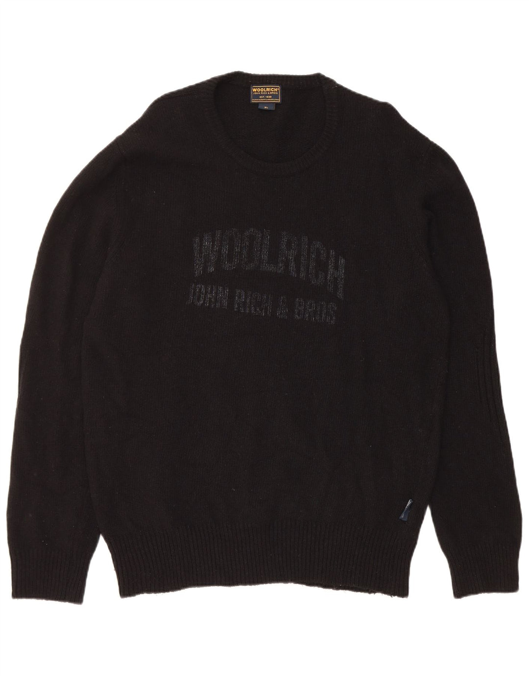 Ανδρικό πουλόβερ Woolrich Graphic Crew Neck Jumper XL Μαύρο μάλλινο