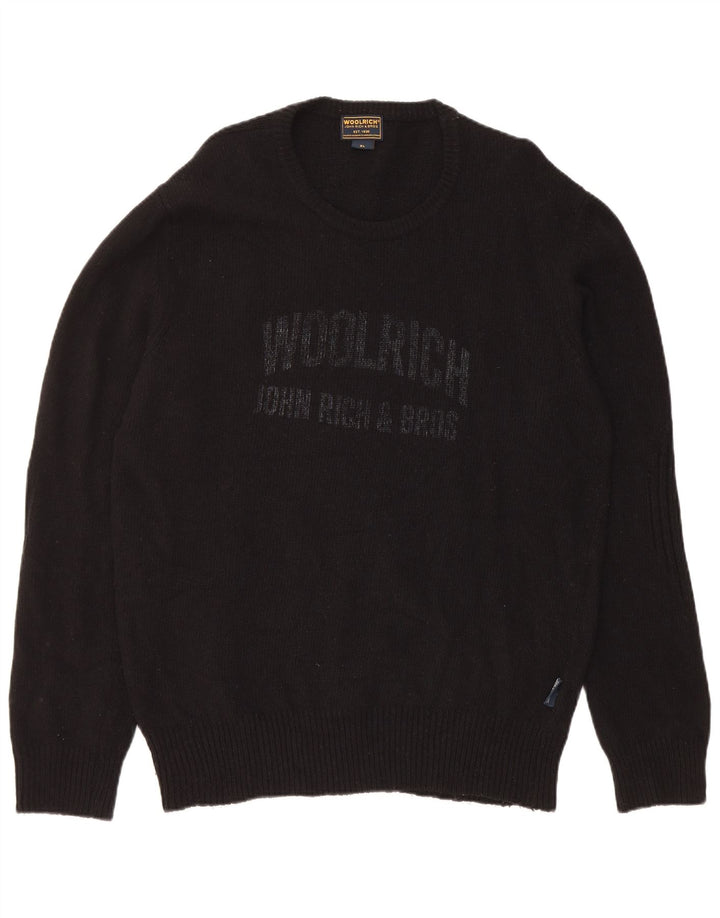 Ανδρικό πουλόβερ Woolrich Graphic Crew Neck Jumper XL Μαύρο μάλλινο
