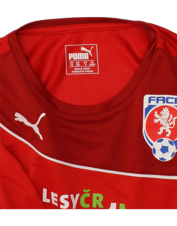 PUMA Boys Graphic T-Shirt Top 7-8 Years Small Red Colourblock Polyester Vintage Puma and Second-Hand Puma from Messina Hembry 