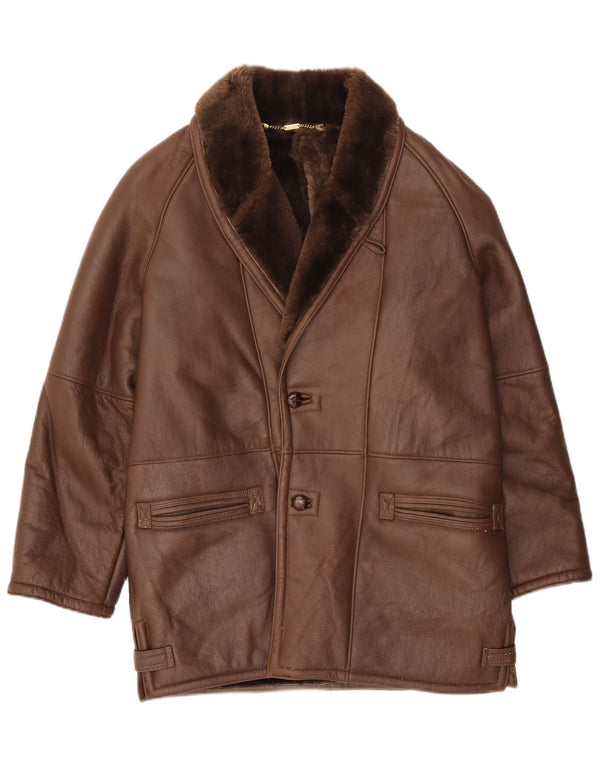 Vintage Ανδρικό Shearling Jacket IT 50 Large Brown Shearling