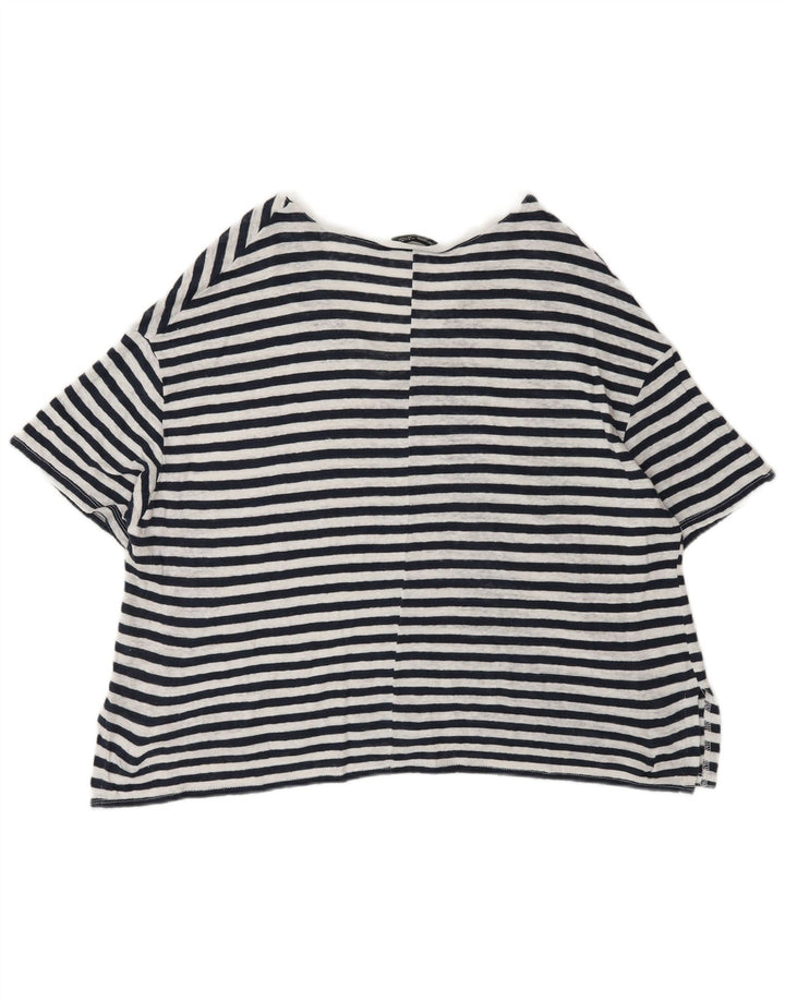 Zara Γυναικείο T-Shirt Top UK 14 Medium Black Pinstripe