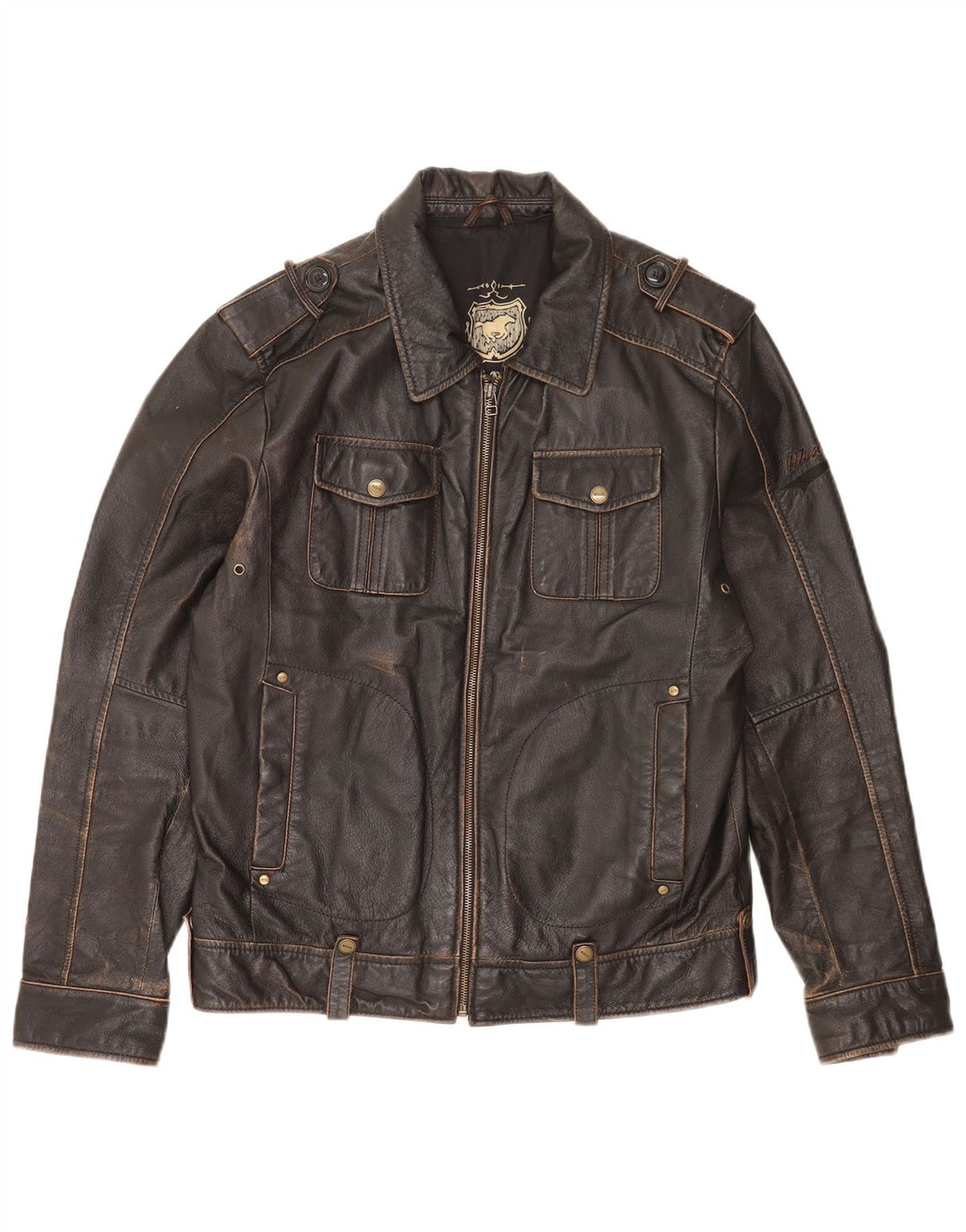 Mustang Ανδρικό Δερμάτινο Μπουφάν UK 36 Small Brown Δερμάτινο