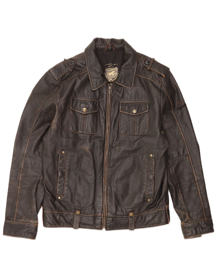 Mustang Ανδρικό Δερμάτινο Μπουφάν UK 36 Small Brown Δερμάτινο